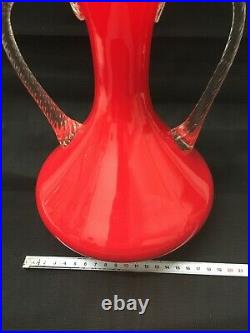 Vintage Opalina Florentinian Red Empoli VASE Glass