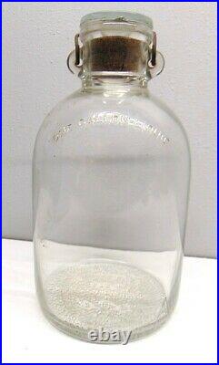 Vintage Owens Illinois 1 Gallon Embossed Glass Jar Jug With Lid & Wire Bail Handle