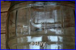 Vintage Owens Illinois Duraglas Glass Pickle Barrel Jar with Handle & Lid 13 Tall