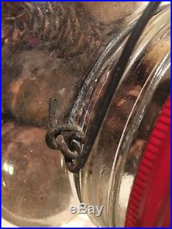 Vintage Owens Illinois Glass Co. 1955 Barrel Pickle Jar Red Lid Wood Handle 13