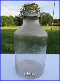 Vintage Owens-illinois Glass Jug (jar), 5 Gallon, With LID & Plastic Handle