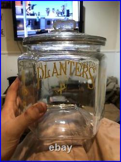 Vintage Planters Glass Advertising Store Display Jar Peanut Handle Lid