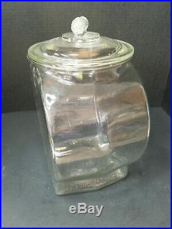 Vintage Planters Peanut Clear Glass Counter Display Jar Finial Handle Lid