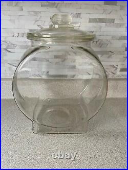 Vintage Planters Peanuts Glass Fishbowl Countertop Jar With Finial Peanut Handle