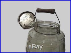 Vintage Primitive Duraglas Pickle Jar with Bale and Wooden Handle ALL ORIGINAL
