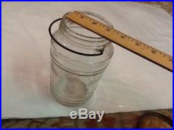 Vintage Rare Small Barrel Style Glass Pickle Jar withhandle Quart 6 1/2 inch LOOK