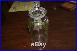 Vintage Ravenhead glass jar with stopper lid, knob handle. England