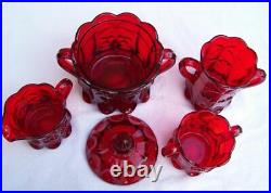Vintage Ruby Red with Cherry Pattern Fostoria Candy Jar More Heavy Lovely Set