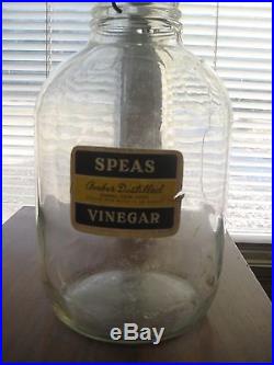 Vintage SPEAS U-SAVIT HANDLE Clear Glass with LABEL 1 GALLON Zinc LID