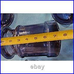 Vintage Set Of 3 LE Smith Cobalt Blue Glass Milk Can Apothecary Storage Jars