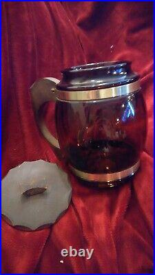 Vintage Siesta Ware Think Big Large Glass Cookie Jar Mug With Wood Handle & Lid
