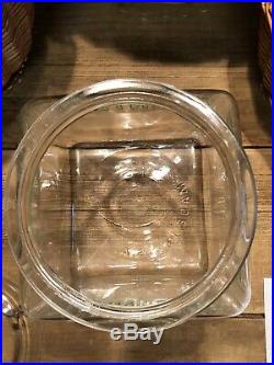 Vintage Square Planters Glass Jar withPeanut Handle Lid in Good Condition