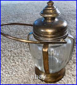 Vintage Tilso Japan Glass Brass Cookie Jar/Lamp Dark Eyes Wind Up Musical Jar