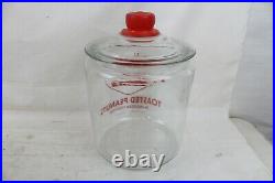 Vintage Tom's Toasted Peanuts Glass Jar Clear Lid Handle Store Counter Display