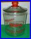 Vintage Tom’s Toasted Peanuts Glass Jar Clear Lid Red Handle Counter Display