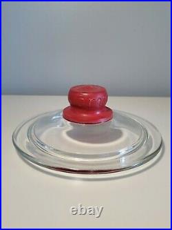 Vintage Tom's Toasted Peanuts Glass Jar Clear Lid Red Handle Only Store Display