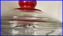 Vintage Toms Peanut Butter and Sweet Sandwiches Large Glass Jar Red Handle Lid