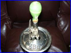 Vintage depression green glass egg beater & 4-cup measuring jar green handle D&B