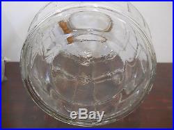 Vintage glass barrel pickle or candy jar metal lid general store Wooden Handle
