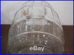 Vintage glass barrel pickle or candy jar metal lid general store Wooden Handle