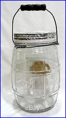 Vtg Advertising Millar's Pantry Coffee Glass Barrel with Wire Bail Handle