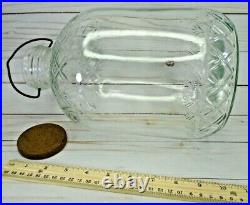 Vtg Embossed Glass Jar Jug 1 gal with Lid & Wire Bail Handle 175145 Antique Jar