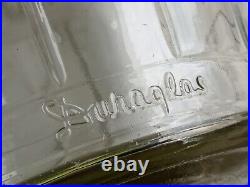 Vtg GLASS BARREL JAR CARNATION MALTED MILK WIRE WOOD HANDLE DURAGLAS COOKIE JAR