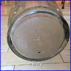 Vtg Gem Dandy Duraglas Barrel Butter Glass Jar Wood Handle Embossed Cow 5 Gallon