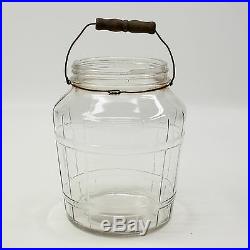 Vtg General Store Counter Display Glass Jar Pickles Wire Bale Wire Wood Handle