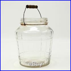 Vtg General Store Counter Display Glass Jar Pickles Wire Bale Wire Wood Handle