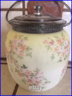 Vtg Victorian MOUNT/MT WASHINGTON CROWN MILANO Glass Biscuit Cookie Jar