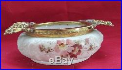 Wave Crest Round Open Dresser Pin Jar Box With Metal Handle And Collar