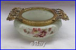 Wave Crest Round Open Dresser Pin Jar Box With Metal Handle And Collar