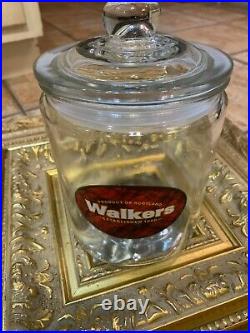 Walkers Scotland Clear Glass Cookie Candy Apothecary Jar LID Knob Handle 8.5 Eu