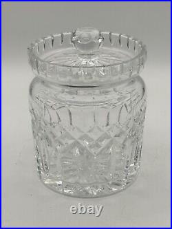 Waterford Biscuit Jar Crystal Lismore Barrel With Inset Lid