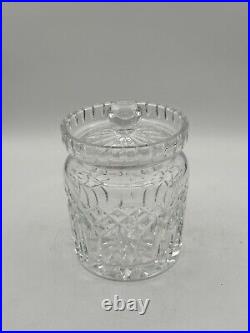 Waterford Biscuit Jar Crystal Lismore Barrel With Inset Lid