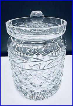 Waterford Crystal Glass Glandore Biscuit Barrel Sweet Candy Cookie Jar & Lid 7