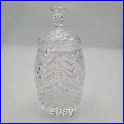 Waterford Crystal Vintage Pineapple Pattern Biscuit Barrel with Lid 8 Tall