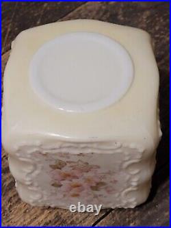 Wave Crest Biscuit Jar Wild Rose Pattern Cream w Original Lid And Handle Nice