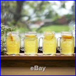 Wedding Party Mason Glass Jar with Handles Personalized Set of 4