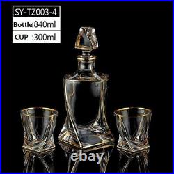 Wine Decanter Whiskey Liquor Pourer Crystal Glass Wine Red Bottle 2 Cups Jar Jug